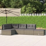 Cumpara ieftin Set mobilier de grădină cu perne, 5 piese, gri, poliratan