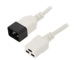 Cablu Alb 3x1,5mm&sup2; IEC C19 Mamă la IEC C20 Tată 0,5m 16A