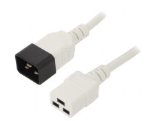 Cablu Alb 3x1,5mm&sup2; IEC C19 Mamă la IEC C20 Tată 0,5m 16A