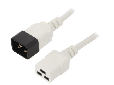 Cablu Alb 3x1,5mm&amp;sup2; IEC C19 Mamă la IEC C20 Tată 0,5m 16A foto