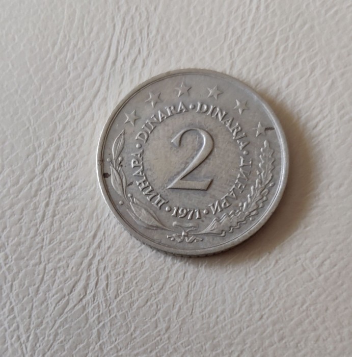 Iugoslavia - 2 Dinari / dinara (1971) - monedă s348