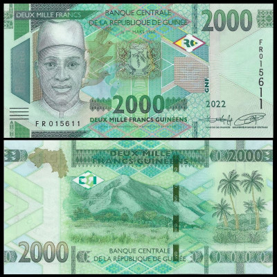 Guinea 2022 - 2000 francs UNC foto