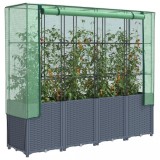 Strat inaltat Gossi cu husa sera, ratan, 160x40x153cm, gri inchis, polipropilena/fier/polietilena, Gradina Ghivece si accesorii plante