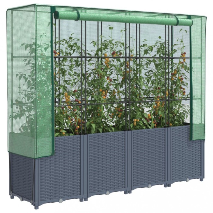 Gossi strat inaltat cu husa de sera, aspect ratan, 160x40x153 cm