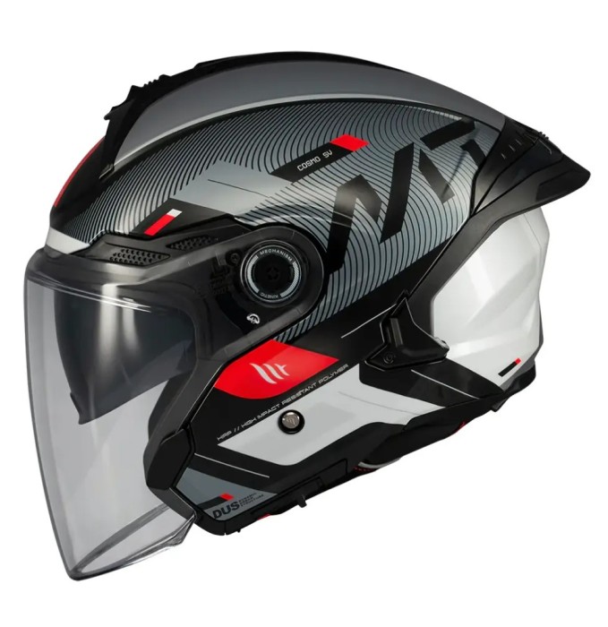Casca open face pentru scuter - motocicleta MT Cosmo SV Silence B2 negru/gri lucios (ochelari soare integrati) XS (53/54cm)