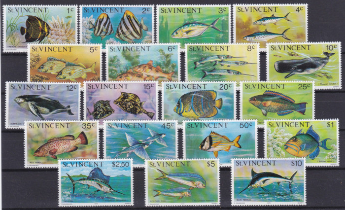 DB1 Fauna Marina Pesti Balena St. Vincent 1975 19 v. MNH