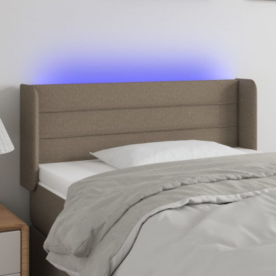vidaXL Tăblie de pat cu LED, gri taupe, 83x16x78/88 cm, textil foto