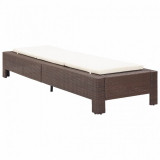 Șezlong vidaXL Maro Poliratan cu Pernă, 220x75x35 cm, Reglabil, Rezistent Intemperii, Ideal Piscina/Balcon/Curte