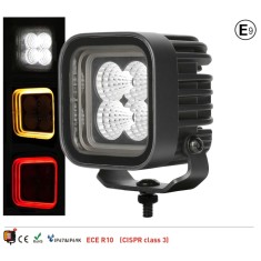 Proiector LED Halogen 30W - Alb, Lumina difuza cu lumina DRL galbena si rosie 12-24V