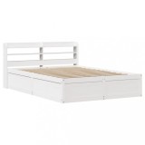 Cumpara ieftin Cadru de pat cu tablie, alb, 135x190 cm, lemn masiv de pin
