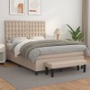 VidaXL Pat box spring cu saltea, cappuccino, 140x190cm piele ecologică 3137664
