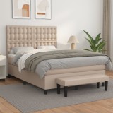 VidaXL Pat box spring cu saltea, cappuccino, 140x200cm piele ecologică 3137670