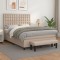 vidaXL Pat box spring cu saltea, cappuccino, 140x190cm piele ecologică 3137664