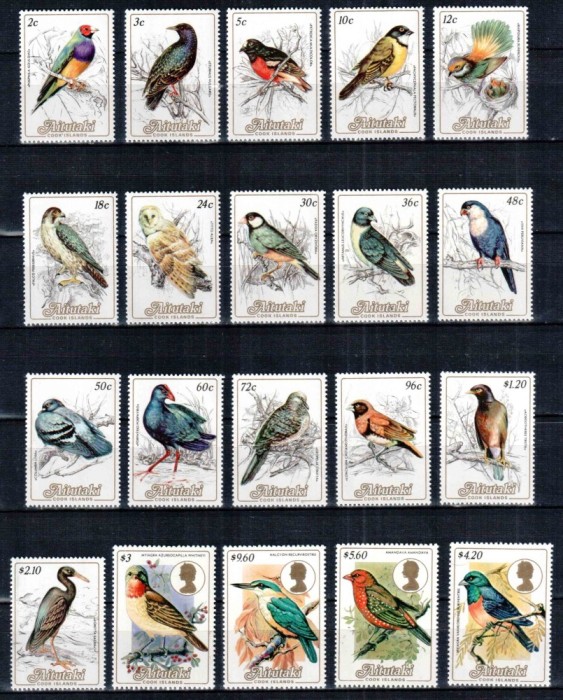 Aitutaki 1984, Mi #505-524, fauna, pasari, MNH, cota 75 &euro;!