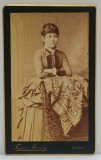 FOTOGRAF FRANZ MANDY , BUCURESTI , TANARA PE FOTOLIU , FOTOGRAFIE C.D.V. , MARGINI AURITE , SFARSIT DE SECOL XIX