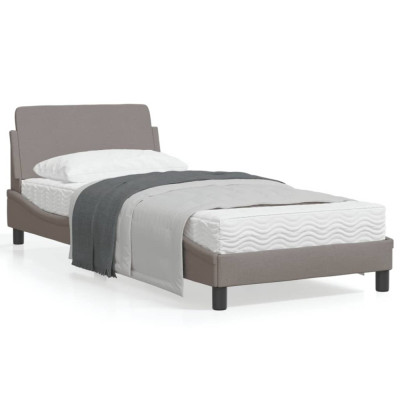 vidaXL Cadru de pat cu tăblie, gri taupe, 90x200 cm, textil foto