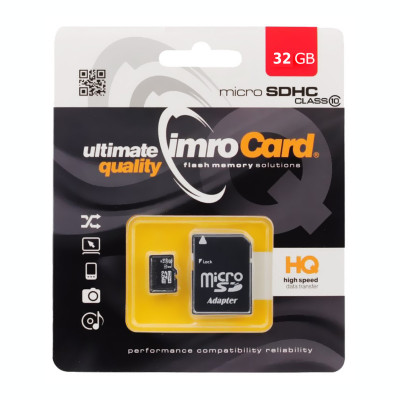 Card Memorie MicroSDHC Imro cu adaptor, 32Gb, Clasa 10 - UHS-1 U1 foto