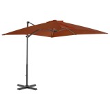 VidaXL Umbrelă &icirc;n consolă cu st&acirc;lp din aluminiu, cărămiziu, 250x250 cm