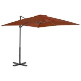 VidaXL Umbrelă suspendată cu st&acirc;lp aluminiu, cărămiziu, 250x250 cm