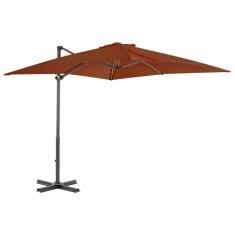 vidaXL Umbrelă &icirc;n consolă cu st&acirc;lp din aluminiu, cărămiziu, 250x250 cm