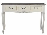 Consola Lemn Masiv Alb Antichizat Blat Grej 83x40x119cm 3 Sertare Stil Clasic/Modern