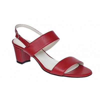 Oferta marimea 37 Sandale dama din piele naturala cu toc de 5cm Rosu LNA59ROSU foto