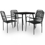 VidaXL Set mobilier de grădină, 5 piese, negru, fr&acirc;nghie bumbac &amp; oțel