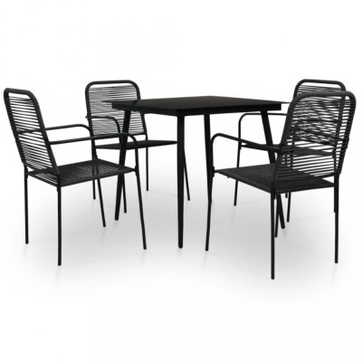 Gossi set mobilier de gradina, 5 piese, negru, franghie bumbac &amp;amp; otel foto