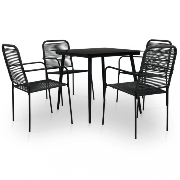 Gossi set mobilier de gradina, 5 piese, negru, franghie bumbac &amp; otel