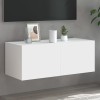 VidaXL Comodă TV de perete cu lumini LED, alb, 80x35x31 cm