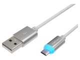 Cablu USB 2.0 NATEC PRATI - 1m, gri, 2,4A, cu LED