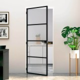 vidaXL Ușă Interioară Neagră 76x201,5 cm din Sticlă Termoizolantă și Aluminiu Subțire 42025244