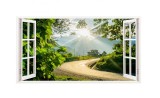 Sticker decorativ, Fereastra 3D, Vara, 85 cm, 254STK, natura si peisaje