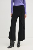 Joseph Ribkoff pantaloni femei, culoarea negru, lat, high waist, 211494