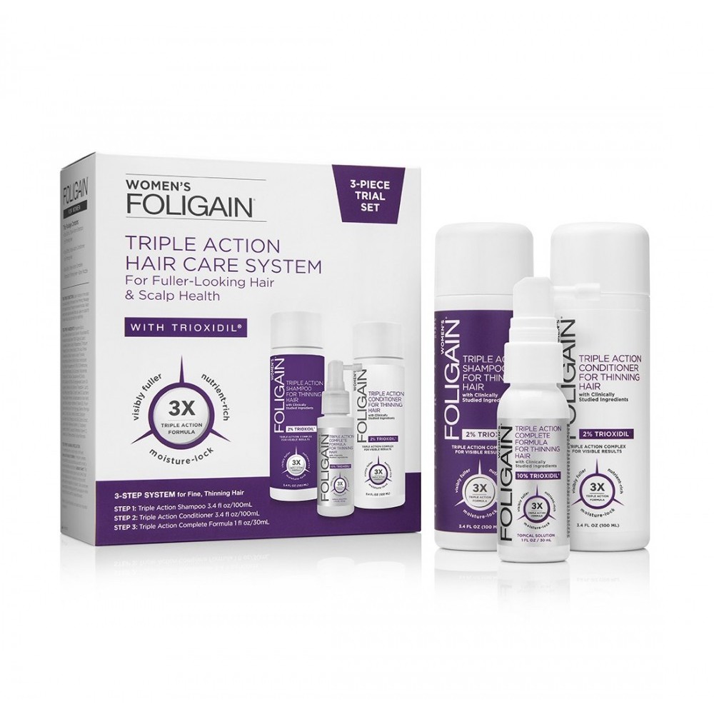 Foligain Set Tripla Actiune Tratament Caderea Parului Femei