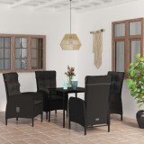 Cumpara ieftin Set masă pentru grădină, 5 piese, cu perne, negru