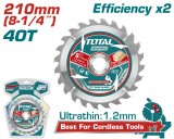 TOTAL - PANZA FIERASTRAU TCT PENTRU LEMN - 210MM PowerTool TopQuality