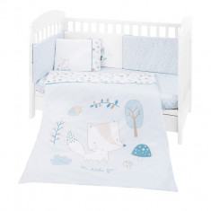 Set lenjerie patut KikkaBoo cu 6 piese si protectie laterala din burete 120x60 cm Little Fox