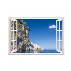 Sticker decorativ, Fereastra 3D, Insula Zakynthos, 85 cm, 675STK