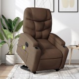 VidaXL Fotoliu electric de masaj rabatabil cu ridicare, maro, textil