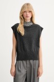 Gestuz vestă de l&acirc;nă culoarea gri, light, cu turtleneck, 10910779