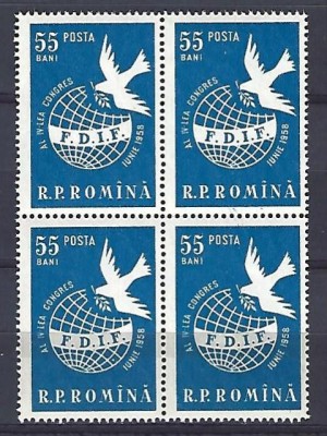Romania 1958 -Lp 455, Congres al Federatiei -Internat. a Femeilor - bloc de 4 foto