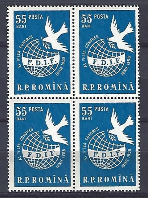 Romania 1958 -Lp 455, Congres al Federatiei -Internat. a Femeilor - bloc de 4
