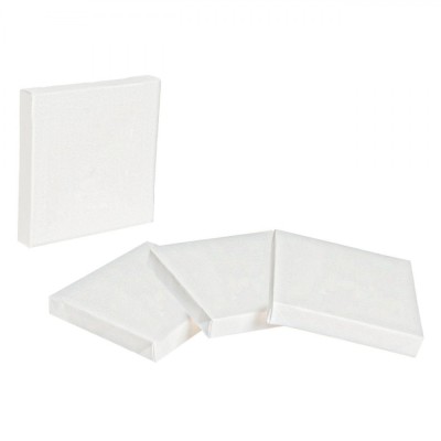 Set Canvas Alb, 4 Buc, 10x10 cm, Material Bumbac și Lemn foto