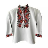 Cumpara ieftin Camasa Traditionala de Baieti Alba cu Motiv Floral Rosu - ITB29