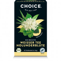 Ceai alb bio cu flori de soc, 20 pliculete a 1.8g / 36.0g Choice®