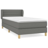 Cumpara ieftin Pat box spring cu saltea, gri inchis, 80x200 cm, textil