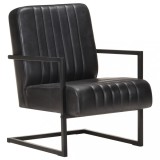 vidaXL Scaun fotoliu tip consolă, negru, piele naturală 321856
