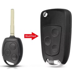 Carcasa cheie auto Techstar kit conversie briceag (flip) compatibila Ford Focus/Mondeo/Fiesta/Transit, 3 butoane, lamela HU101, neagra &ndash; fara electron