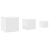 Masute laterale 3 buc., lemn stratificat alb, DKD Home Decor